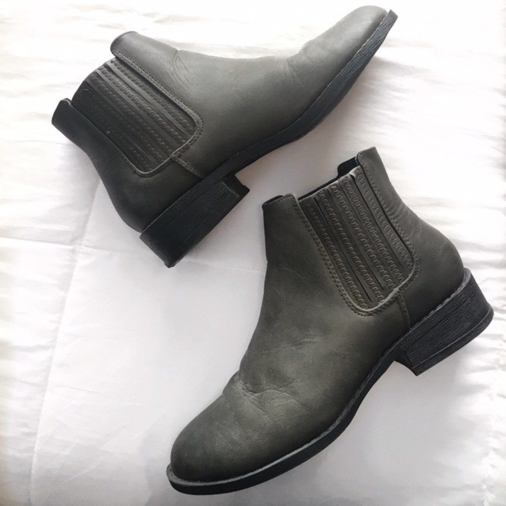 Olive grey ankle booties